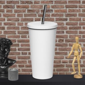 Insulated tumbler with a straw